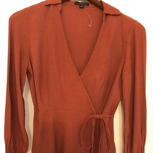 NEW J Crew. Long Sleeves Terracotta blouse. Size 00. Wrap around top
